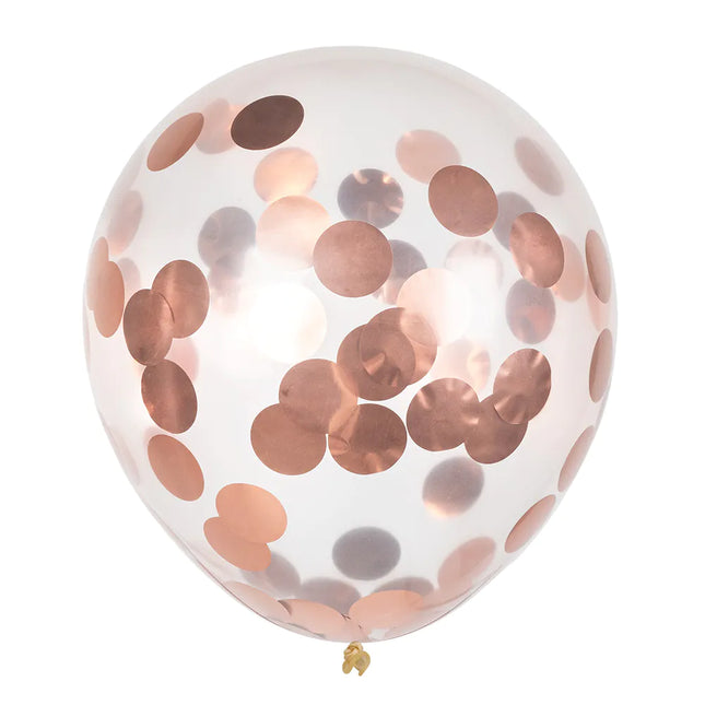 Balony z konfetti w kolorze różowego złota 30 cm 5 szt.