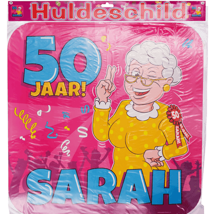 Znak na drzwi Sarah 50 lat kreskówka 50 cm