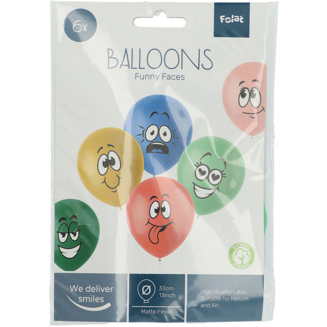 Balony Śmieszne Twarze Kolorowe 33cm 6szt