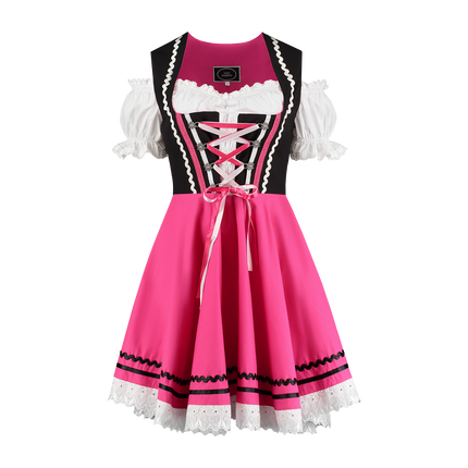 Oktoberfest Dirndl Dress Oktoberfest Black Pink Ladies 2 Pieces