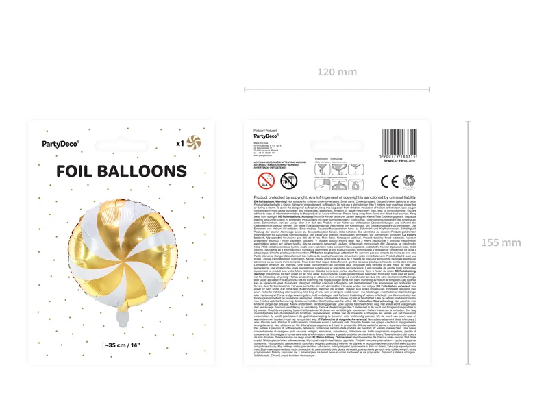 Balon helowy Candy Gold Biały Pusty 35cm