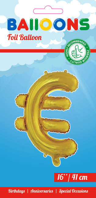 Balon foliowy Euro Sign Gold 41 cm ze słomką