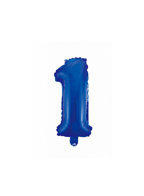 Balon foliowy Figurka 1 Niebieski 41 cm ze słomką