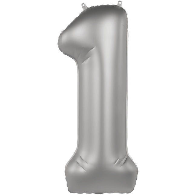 Balon z figurką na 1 rok srebrny 86 cm
