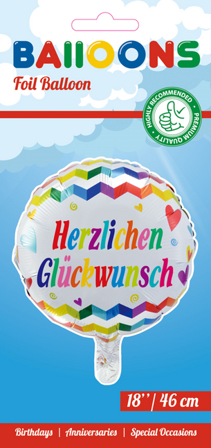 Balon helowy Herzlichen Gl√ºckwunsch 45cm pusty