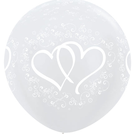 Balony Entwinted Hearts Pearl White 91cm 2szt.