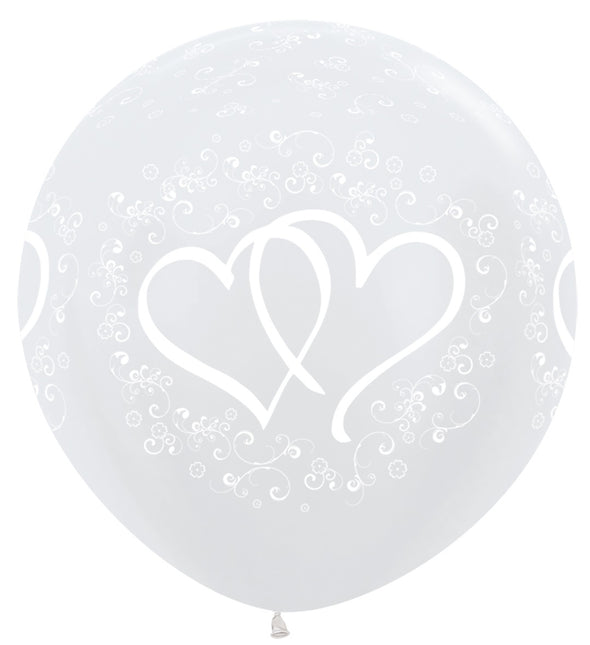 Balony Entwinted Hearts Pearl White 91cm 2szt.