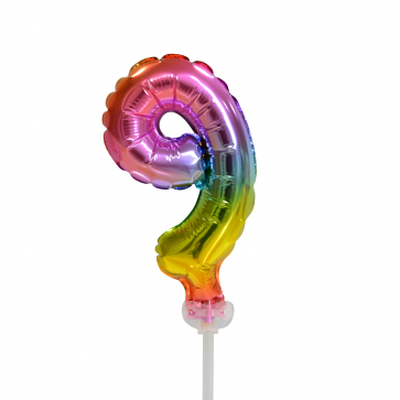 Balon foliowy Figurka 9 Rainbow 13 cm pusty