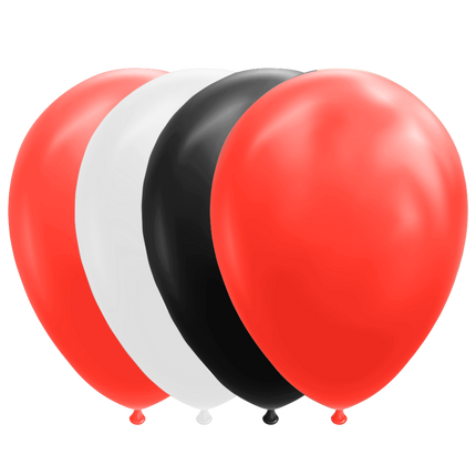 Balony czerwone białe czarne 30cm 10szt