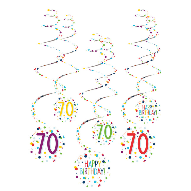 Dekoracja wisząca 70 Years Happy Birthday Confetti 61cm 6szt