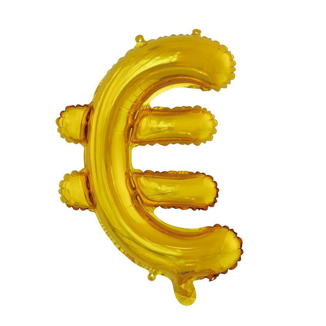 Balon foliowy Euro Sign Gold 41 cm ze słomką