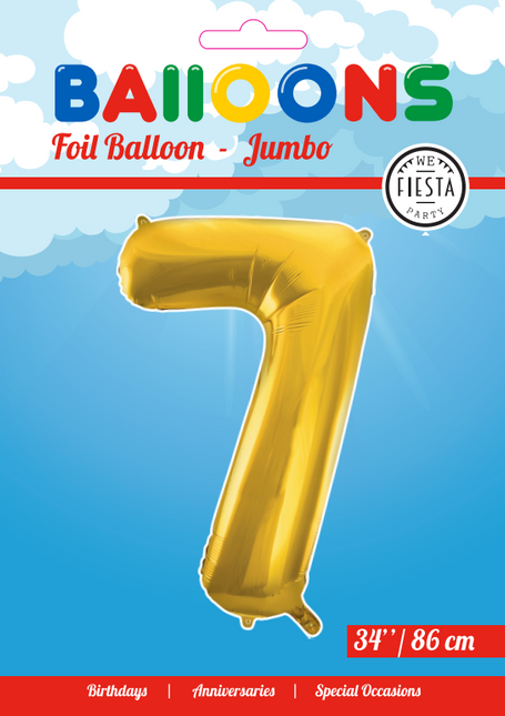 Balon foliowy Figurka 7 Gold XL 86cm pusty