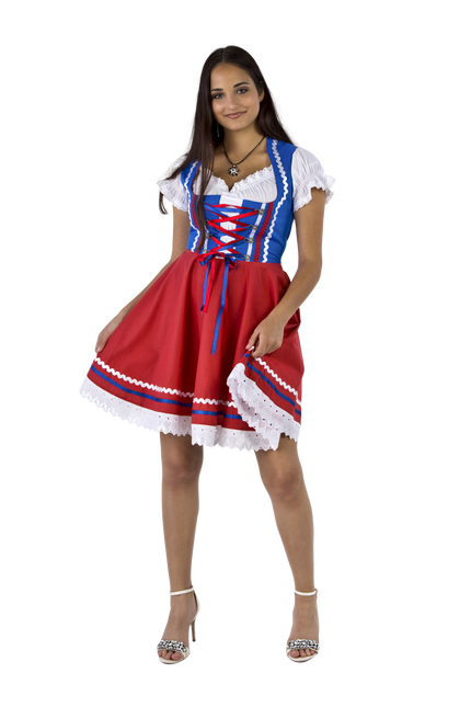 Oktoberfest Dirndl Dress Oktoberfest Red Blue Ladies 2 Pieces