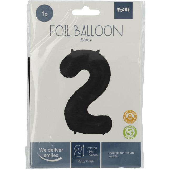 Balon foliowy Figure 2 Matt Black XL 86cm pusty