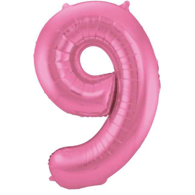 Balon foliowy Figurka 9 Matt Pink XL 86cm pusty