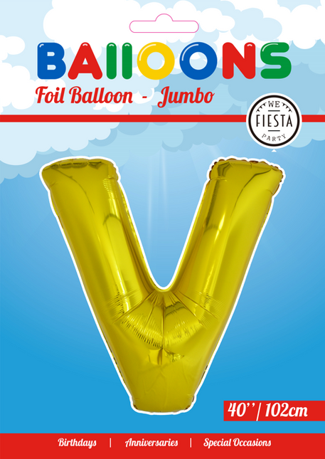 Balon foliowy litera V złoty XL 102cm pusty