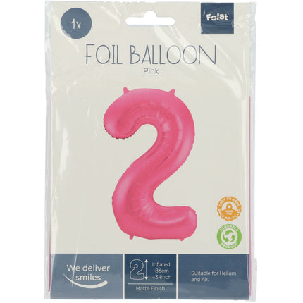 Balon foliowy Figurka 2 Matt Pink XL 86cm pusty