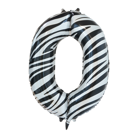 Balon foliowy numer 0 Zebra XL 86 cm pusty