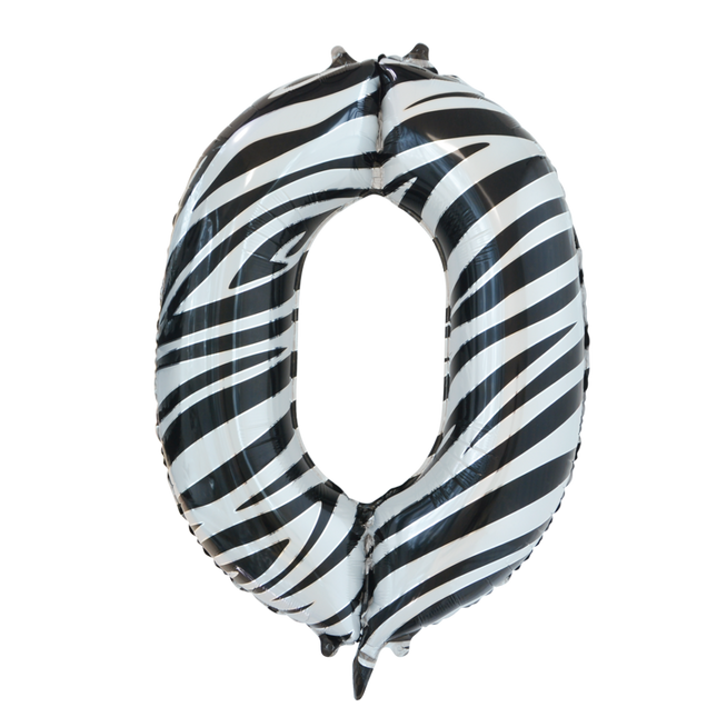 Balon foliowy numer 0 Zebra XL 86 cm pusty