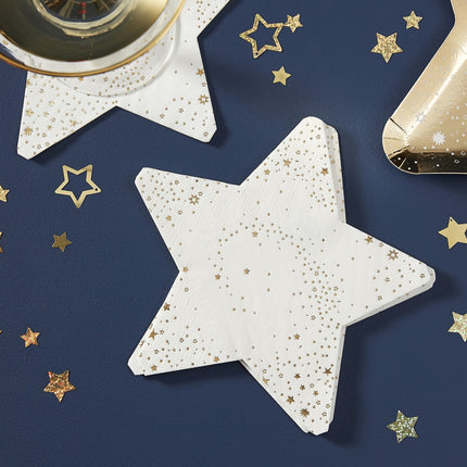 Serwetki Stars Gold/White 16,5cm 16szt