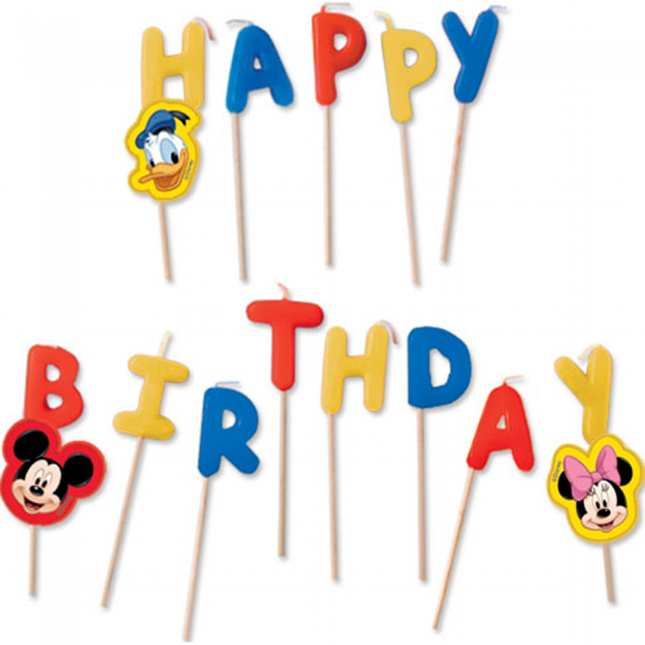 Świeczki na tort Myszka Miki Happy Birthday 13szt