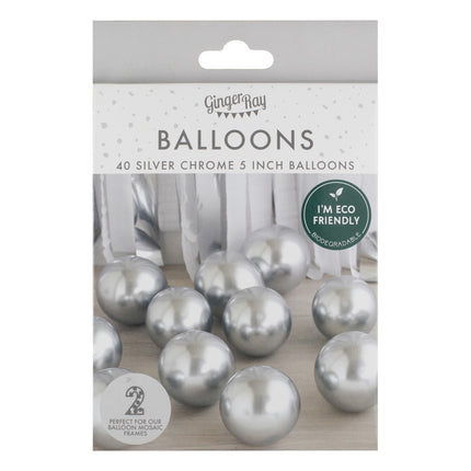 Balony srebrne chrom 13cm 40szt