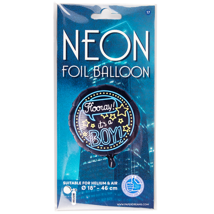 Urodzinowy balon helowy It's a Boy Neon 46cm pusty