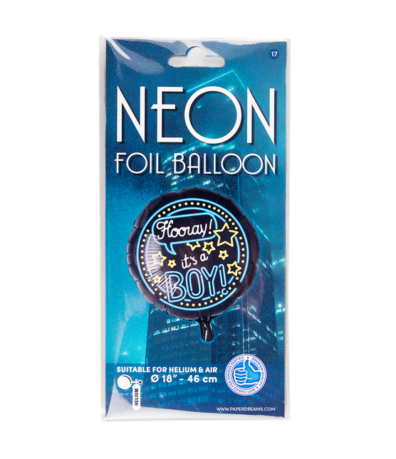 Urodzinowy balon helowy It's a Boy Neon 46cm pusty