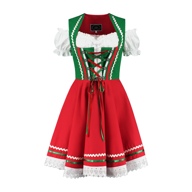 Oktoberfest Dirndl Dress Oktoberfest Red Green Ladies 2 Pieces