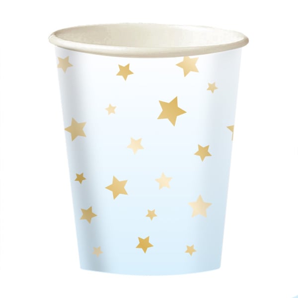 Niebieskie kubki Golden Stars 250ml 8szt