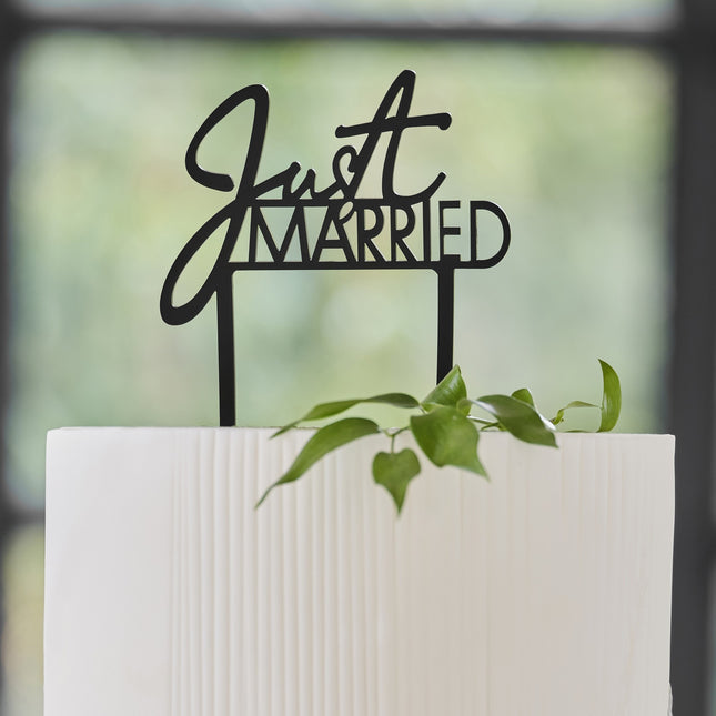 Topper na tort weselny Just Married 12cm