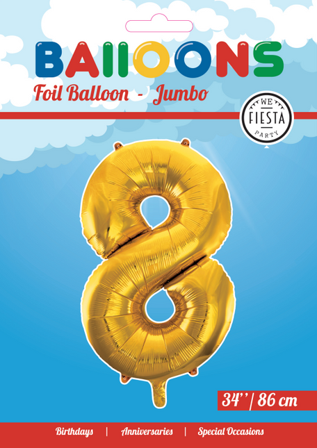 Balon foliowy Figura 8 Gold XL 86 cm pusty