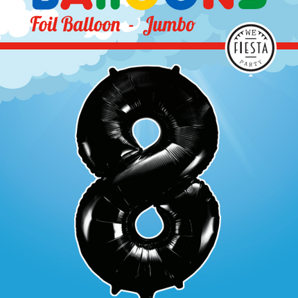 Balon foliowy Figura 8 Czarny XL 86cm pusty