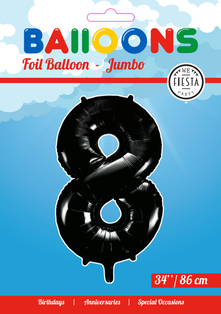 Balon foliowy Figura 8 Czarny XL 86cm pusty