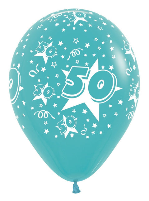 Balony Numer 50 Mix 30cm 25szt