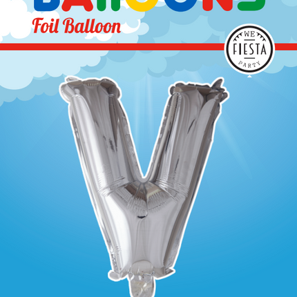 Balon foliowy litera V srebrny XL 102cm pusty