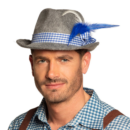 Oktoberfest Tiroler Hat Grey Blue