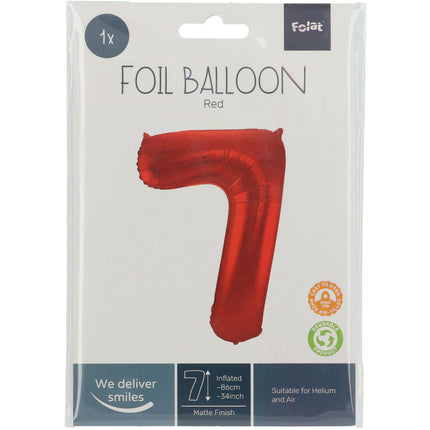 Balon foliowy Figura 7 Matt Red XL 86cm pusty