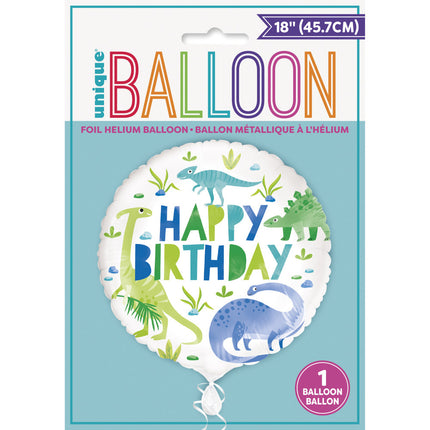 Balon helowy Dino Happy Birthday 45cm pusty