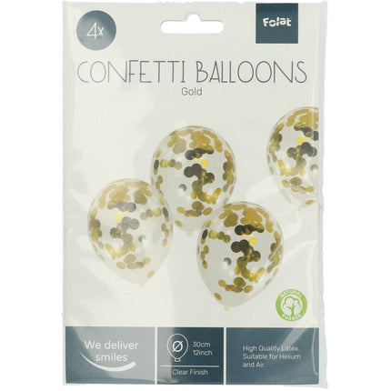 Balony konfetti złote 30cm 4szt