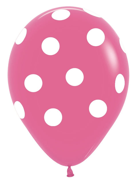 Balony Polka Dots Fuchsia 30cm 25szt