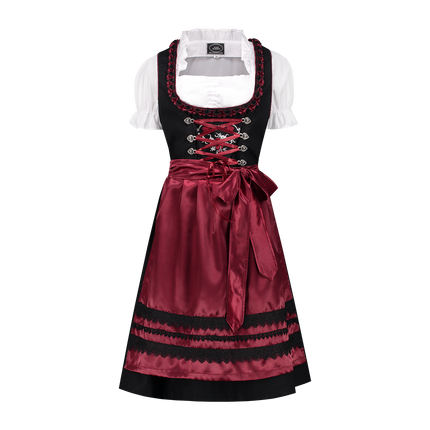 Czarno-czerwona sukienka Dirndl Oktoberfest Ladies Bordeaux