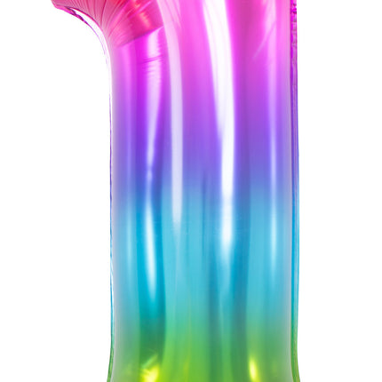 Balon foliowy numer 1 Rainbow XL 81 cm pusty