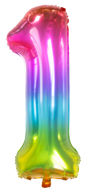 Balon foliowy numer 1 Rainbow XL 81 cm pusty