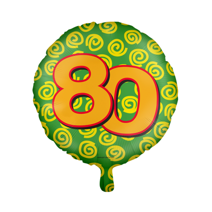 Balon helowy 80 lat kolorowy pusty 46 cm