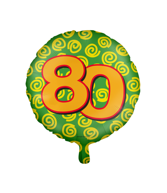 Balon helowy 80 lat kolorowy pusty 46 cm