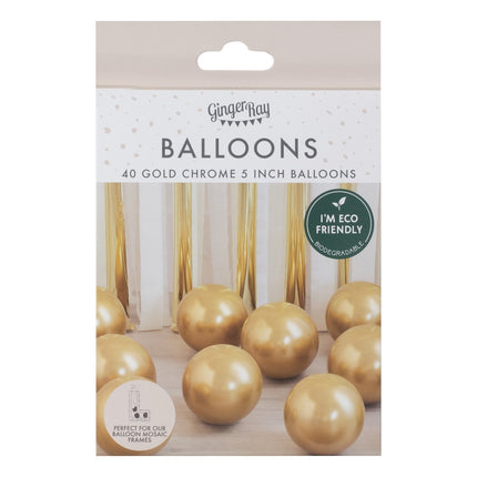 Balony złote chrom 13cm 40szt