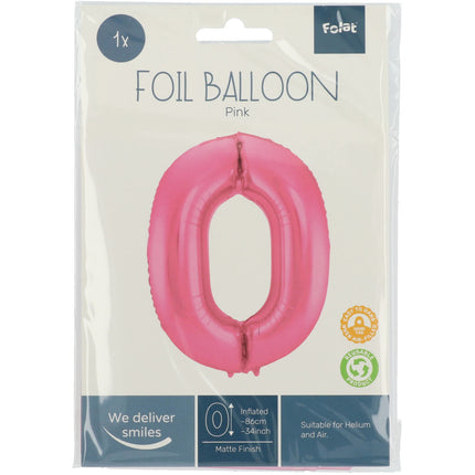 Balon foliowy Figura 0 Matt Pink XL 86cm pusty