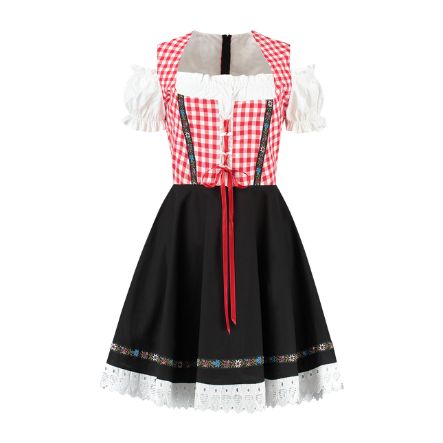 Oktoberfest Dirndl Dress Oktoberfest Red White Black Ladies