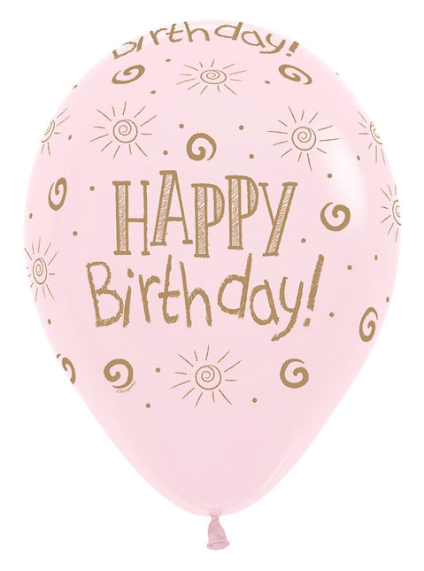 Balony Happy Birthday Sun Pastel Matte Mix 30cm 25szt